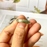16mm A-Grade Natural White Yellowish Green Jadeite Abacus Ring Band No. 161832