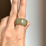 19.2mm A-Grade Natural Yellowish Green Jadeite Ring Band No: 161668
