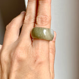 19.2mm A-Grade Natural Yellowish Green Jadeite Ring Band No: 161668