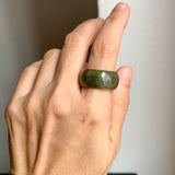 19.2mm A-Grade Natural Dark Green Jadeite Ring Band No: 161550