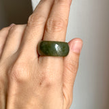 19.2mm A-Grade Natural Dark Green Jadeite Ring Band No: 161550