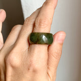 19.2mm A-Grade Natural Dark Green Jadeite Ring Band No: 161550