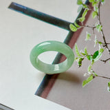 17.4mm A-Grade Natural Moss On Snow Jadeite Ring Band No. 162561