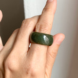 19.2mm A-Grade Natural Dark Green Jadeite Ring Band No: 161550