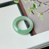 17.4mm A-Grade Natural Moss On Snow Jadeite Ring Band No. 162561