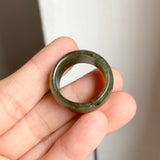 19.2mm A-Grade Natural Dark Green Jadeite Ring Band No: 161550