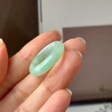 17.4mm A-Grade Natural Moss On Snow Jadeite Ring Band No. 162561