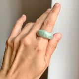 19.2mm A-Grade Natural Light Green Jadeite Ring Band No: 161556