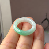 17.4mm A-Grade Natural Moss On Snow Jadeite Ring Band No. 162562