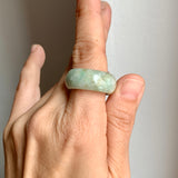 19.2mm A-Grade Natural Light Green Jadeite Ring Band No: 161556