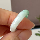 17.4mm A-Grade Natural Moss On Snow Jadeite Ring Band No. 162562