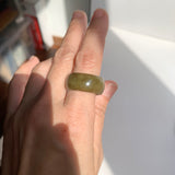19.3mm A-Grade Natural Dark Yellowish Green Jadeite Ring Band No: 161549