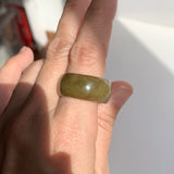 19.3mm A-Grade Natural Dark Yellowish Green Jadeite Ring Band No: 161549