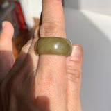 19.3mm A-Grade Natural Dark Yellowish Green Jadeite Ring Band No: 161549