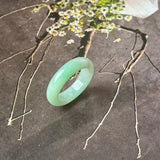 17.5mm A-Grade Natural Moss On Snow Jadeite Ring Band No. 162563