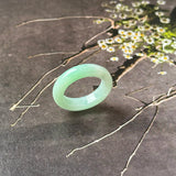 17.5mm A-Grade Natural Moss On Snow Jadeite Ring Band No. 162563