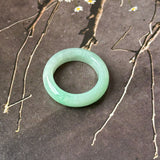 17.5mm A-Grade Natural Moss On Snow Jadeite Ring Band No. 162563