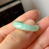 17.5mm A-Grade Natural Moss On Snow Jadeite Ring Band No. 162563