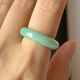 17.5mm A-Grade Natural Moss On Snow Jadeite Ring Band No. 162563