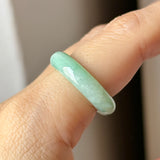 17.5mm A-Grade Natural Moss On Snow Jadeite Ring Band No. 162563
