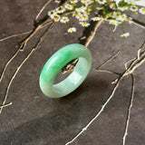 16.9mm A-Grade Natural Moss On Snow Jadeite Ring Band No. 162564