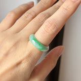 16.9mm A-Grade Natural Moss On Snow Jadeite Ring Band No. 162564