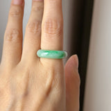 16.9mm A-Grade Natural Moss On Snow Jadeite Ring Band No. 162564