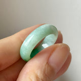 16.9mm A-Grade Natural Moss On Snow Jadeite Ring Band No. 162564