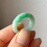 16.9mm A-Grade Natural Moss On Snow Jadeite Ring Band No. 162564