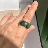 19.3mm A-Grade Natural Dark Green Jadeite Ring Band No: 161552