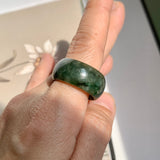 19.3mm A-Grade Natural Dark Green Jadeite Ring Band No: 161552