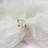 16.1mm Icy A-Grade Natural Jadeite Lotus Flip Ring No. 162413