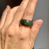 19.3mm A-Grade Natural Dark Green Jadeite Ring Band No: 161568