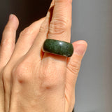 19.3mm A-Grade Natural Dark Green Jadeite Ring Band No: 161568