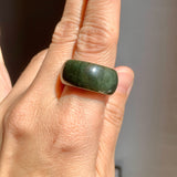 19.3mm A-Grade Natural Dark Green Jadeite Ring Band No: 161568