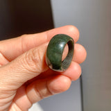 19.3mm A-Grade Natural Dark Green Jadeite Ring Band No: 161568
