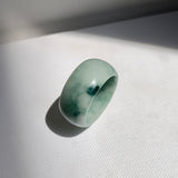 19.3mm A-Grade Natural Bluish Green Floral Jadeite Ring Band No: 161559