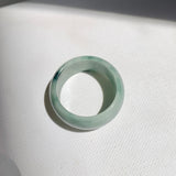 19.3mm A-Grade Natural Bluish Green Floral Jadeite Ring Band No: 161559