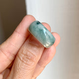 19.3mm A-Grade Natural Bluish Green Floral Jadeite Ring Band No: 161559
