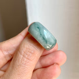 19.3mm A-Grade Natural Bluish Green Floral Jadeite Ring Band No: 161559