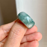 19.3mm A-Grade Natural Bluish Green Floral Jadeite Ring Band No: 161559