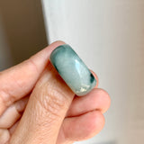 19.3mm A-Grade Natural Bluish Green Floral Jadeite Ring Band No: 161559