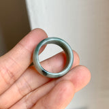 19.3mm A-Grade Natural Bluish Green Floral Jadeite Ring Band No: 161559