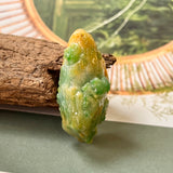 A-Grade Natural Green & Yellow Jadeite Ancient Ruins Pendant/ Display No.172246