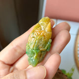 A-Grade Natural Green & Yellow Jadeite Ancient Ruins Pendant/ Display No.172246