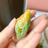 A-Grade Natural Green & Yellow Jadeite Ancient Ruins Pendant/ Display No.172246