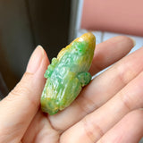 A-Grade Natural Green & Yellow Jadeite Ancient Ruins Pendant/ Display No.172246