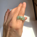 19.3mm A-Grade Natural Light Green Jadeite Ring Band No: 161573