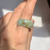 19.3mm A-Grade Natural Light Green Jadeite Ring Band No: 161573