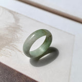 17.5mm A-Grade Natural Light Green Jadeite Abacus Ring Band No.161930